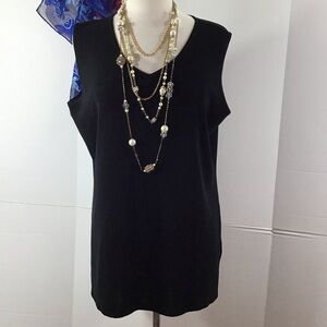 Ming Wang Black Sleeveless knit V-Neck Tank Top XL